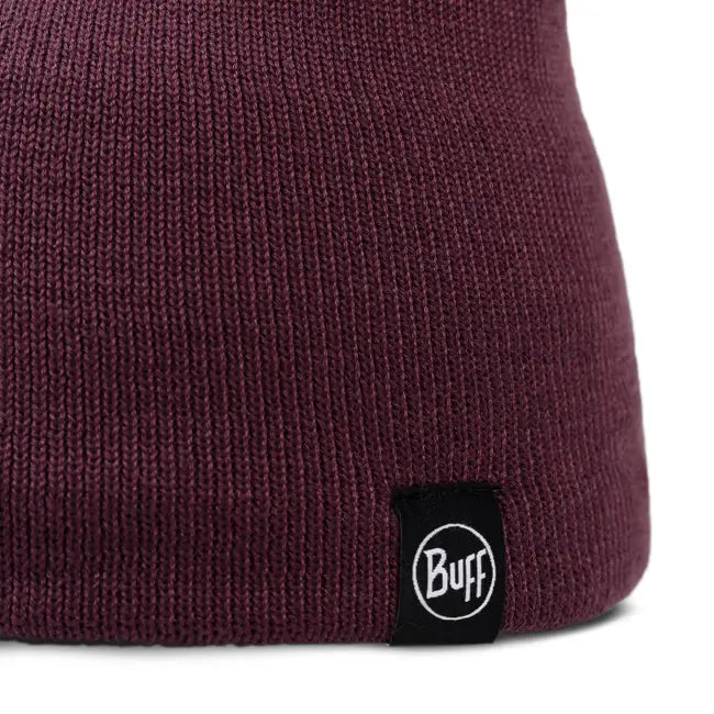 Buff Lilon Short Knitted Beanie - Burgundy