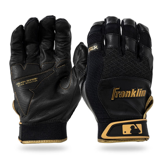 Franklin Shock-Sorb X Adult Batting Gloves - Black/Gold