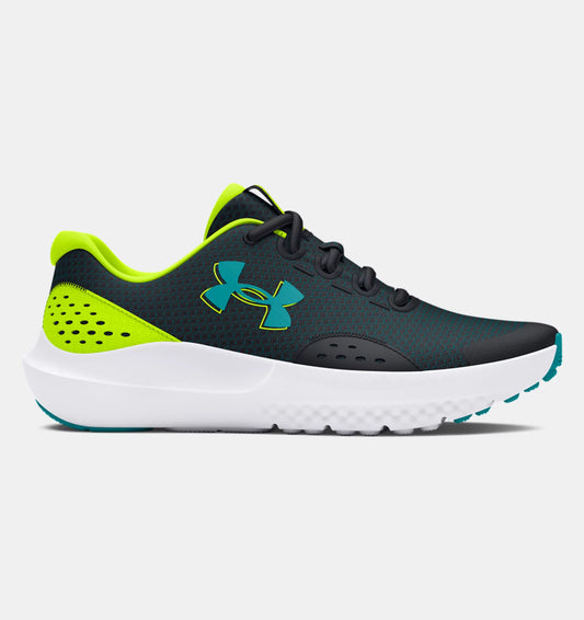 Under Armour Surge 4 Kids Running Shoes - Black/Yellow/Teal