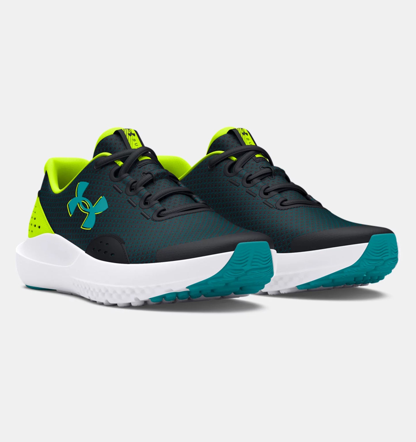 Under Armour Surge 4 Kids Running Shoes - Black/Yellow/Teal
