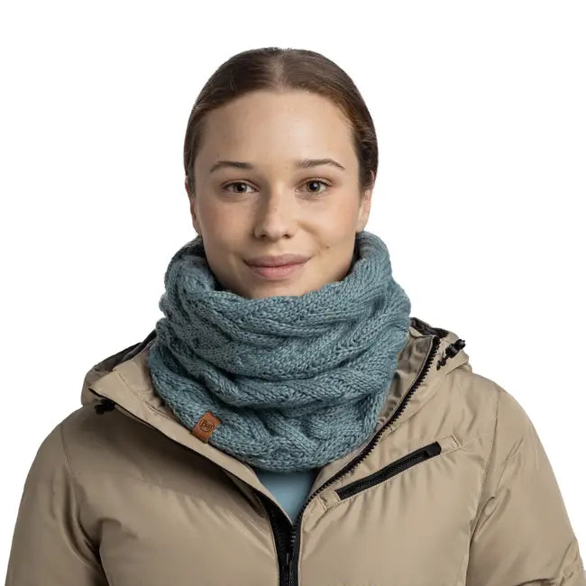 Buff Caryn Knitted & Fleece Neckwarmer - Blue Glass