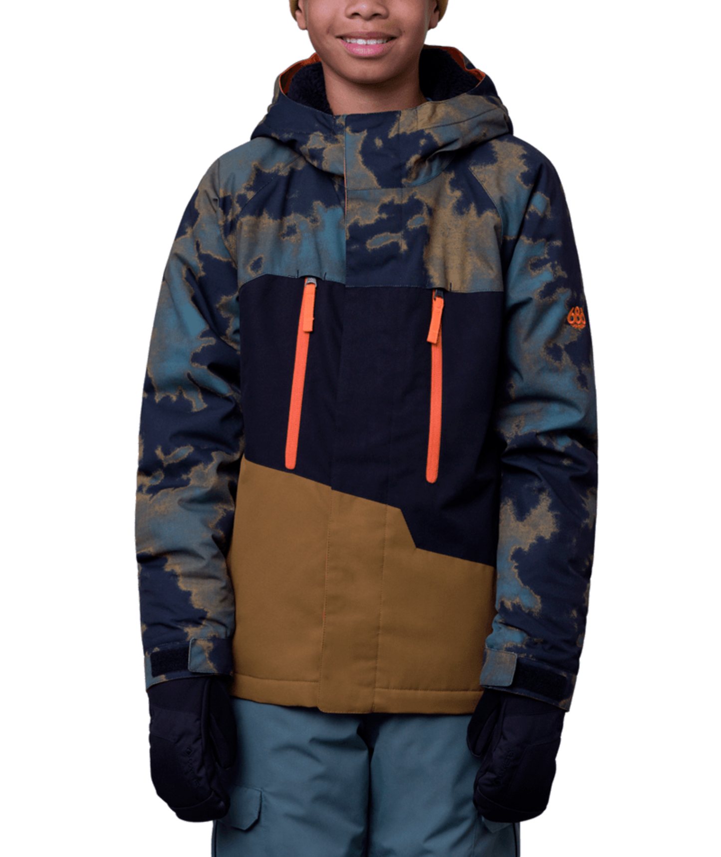 686 Boys Geo Insulated Jacket in Breen Nebula Colourblock