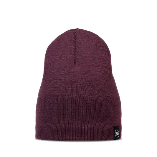 Buff Lilon Short Knitted Beanie - Burgundy