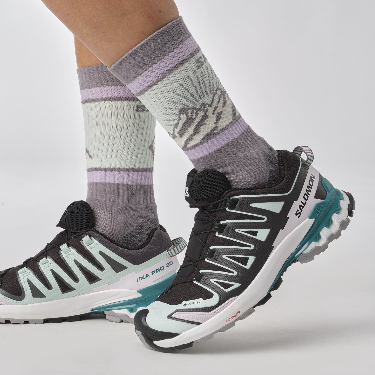 Salomon XA Pro 3D V9 Gore-Tex Womens Trail Running Shoes - Black/Aqua/Harbour