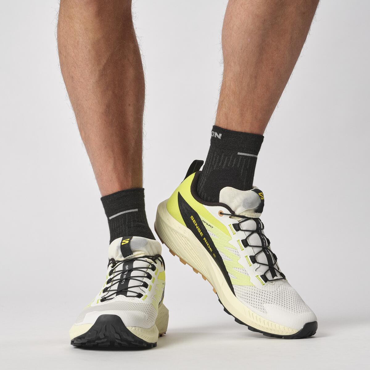 Salomon Sense Ride 5 Mens Trail Running Shoes - Vanilla/Sulphur/Black