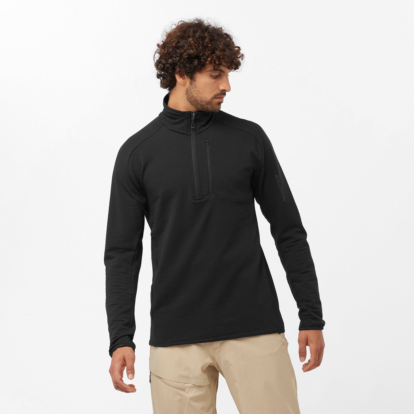 Salomon Essential Lightwarm Mens Half Zip Sweater - Black