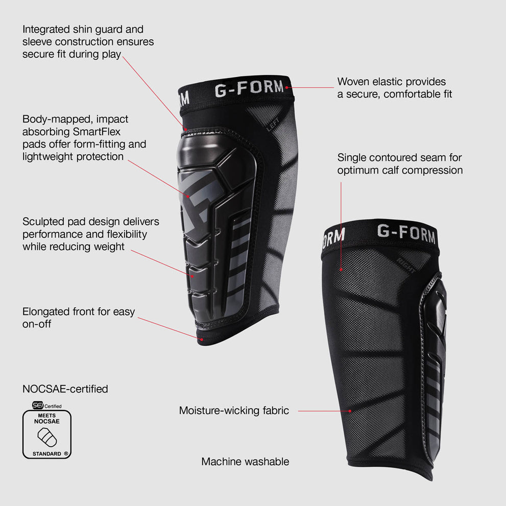 G-Form Pro S Vento Soccer Shin Guards - Black