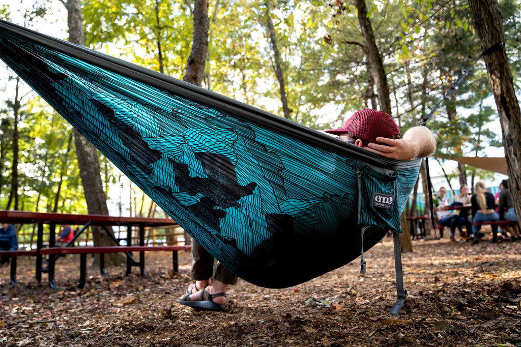 ENO Doublenest Print Hammock - Mountains/Sea Grey