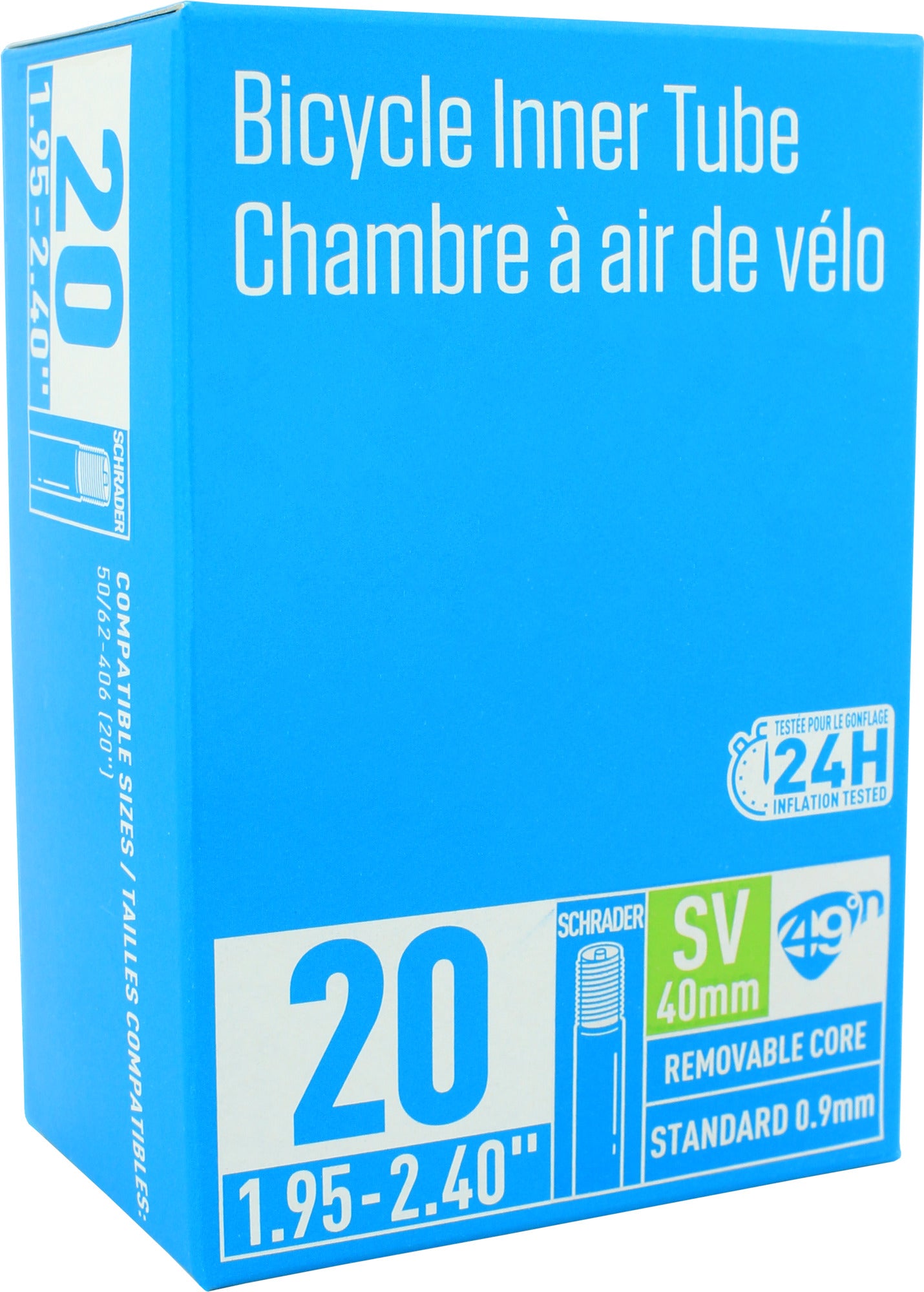 49°N 20" x 1.95-2.40 Schrader Valve 40mm Inner Tube