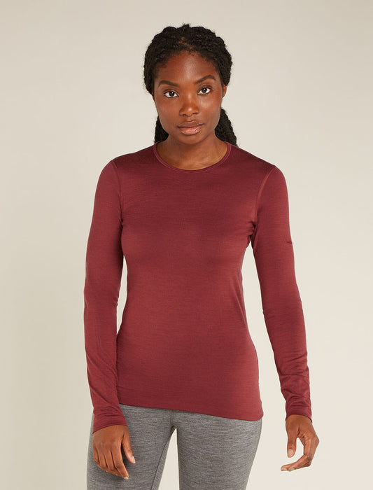 Icebreaker Women's Merino 200 Oasis Long Sleeve Crewe Thermal Top - Port