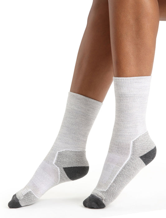 Icebreaker Merino Hike+ Light Crew Womens Socks - Blizzard Heather