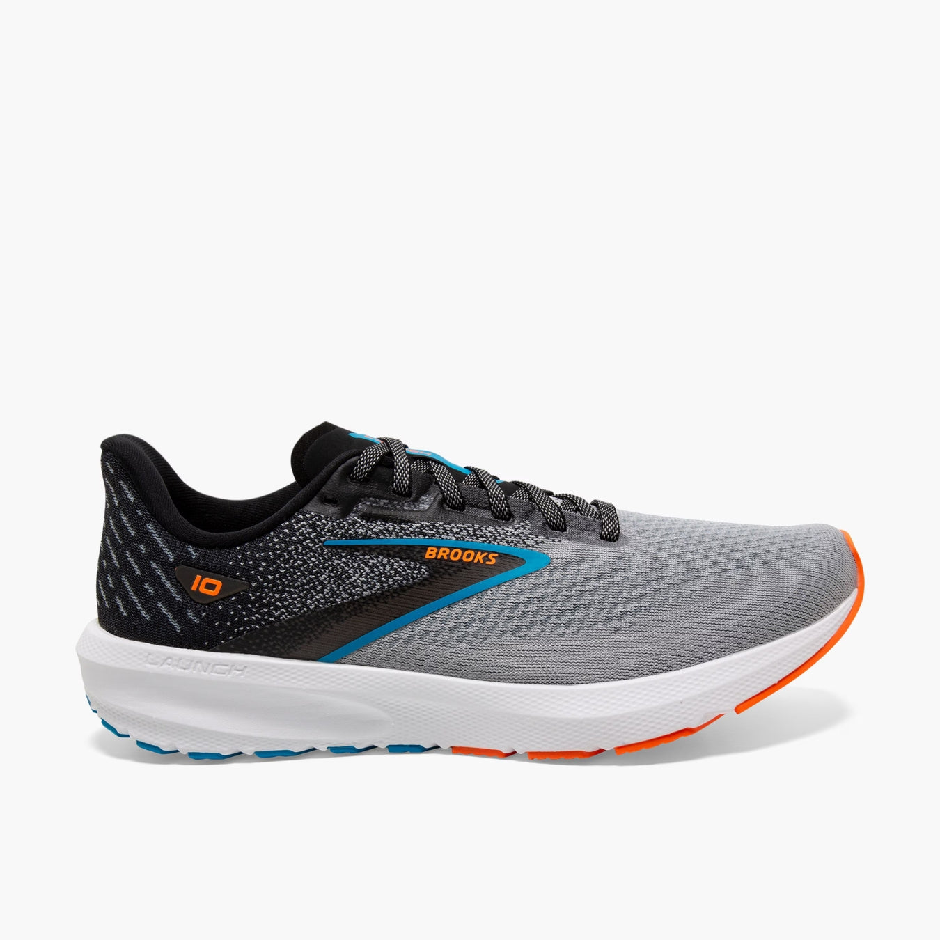 Brooks Launch 10 Mens Road Running Shoes - Black/Grey/Orange