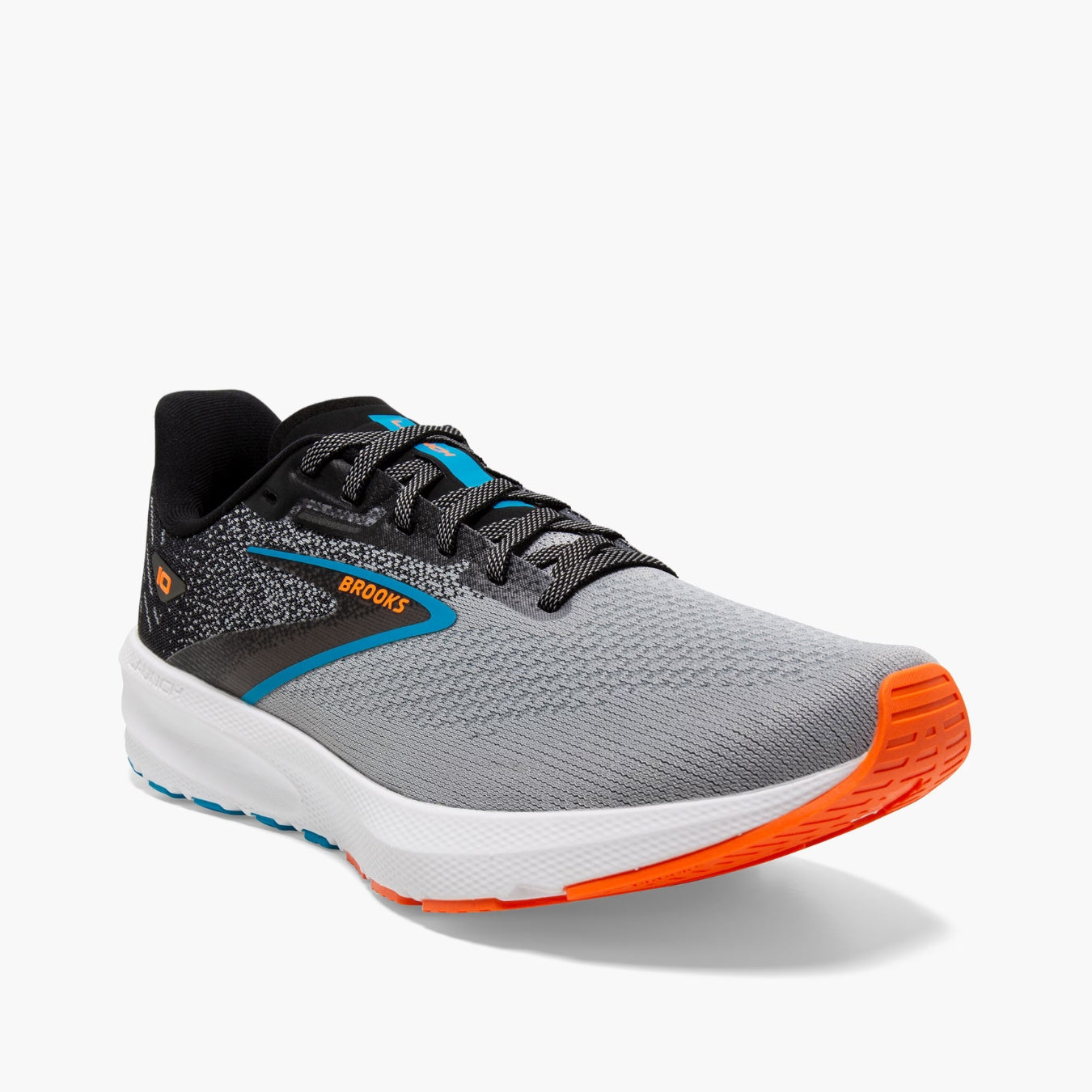 Brooks Launch 10 Mens Road Running Shoes - Black/Grey/Orange