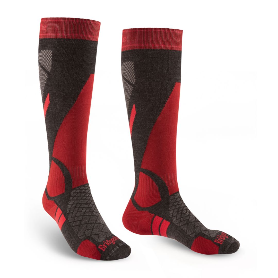 Bridgedale Mens Ski Lightweight Merino Endurance Socks - Graphite/Red