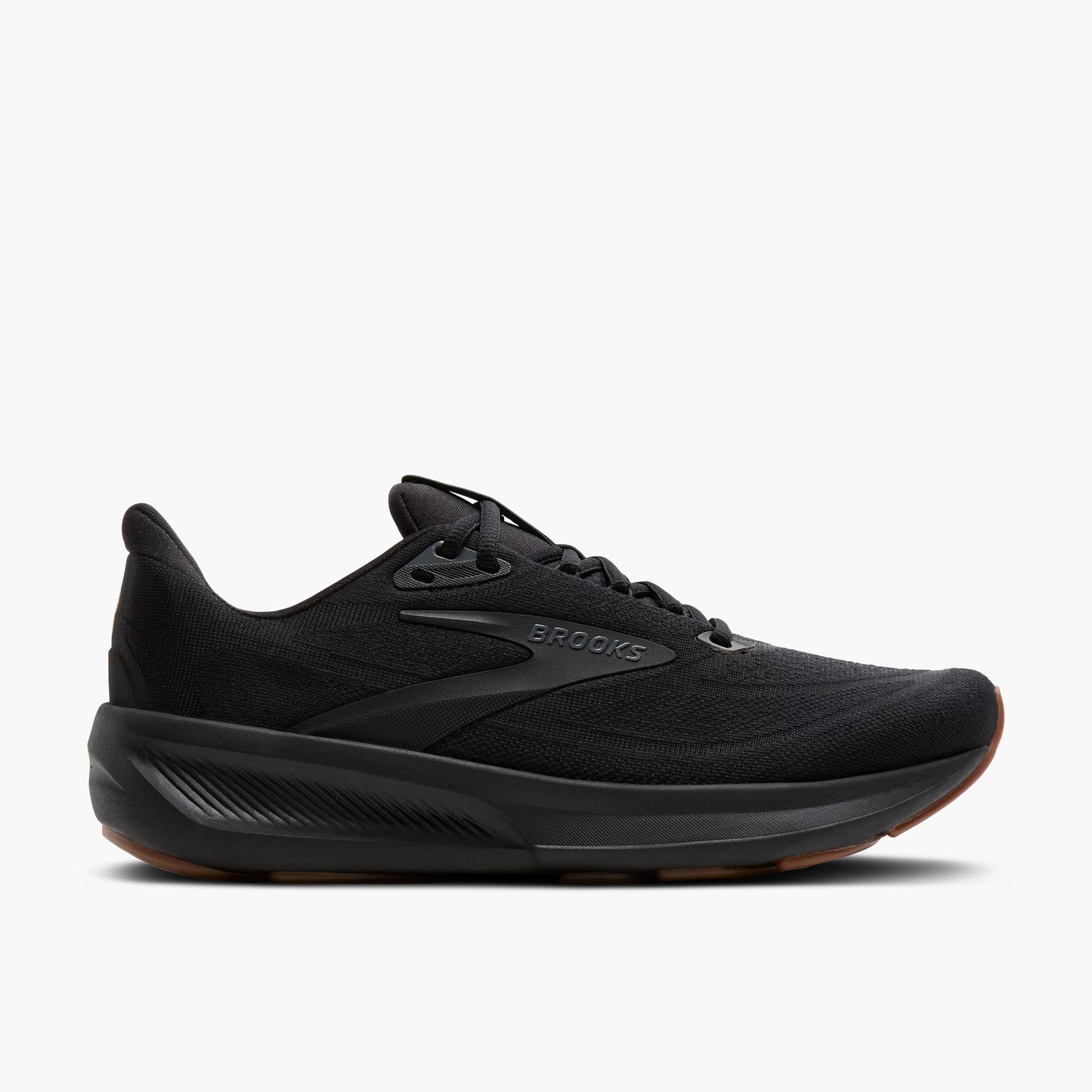 Black athletic shoe on a white background