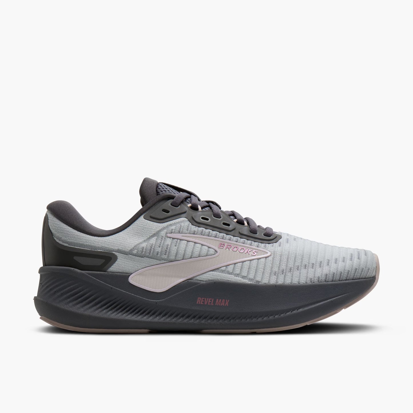 Grey Brooks running shoe on a white background