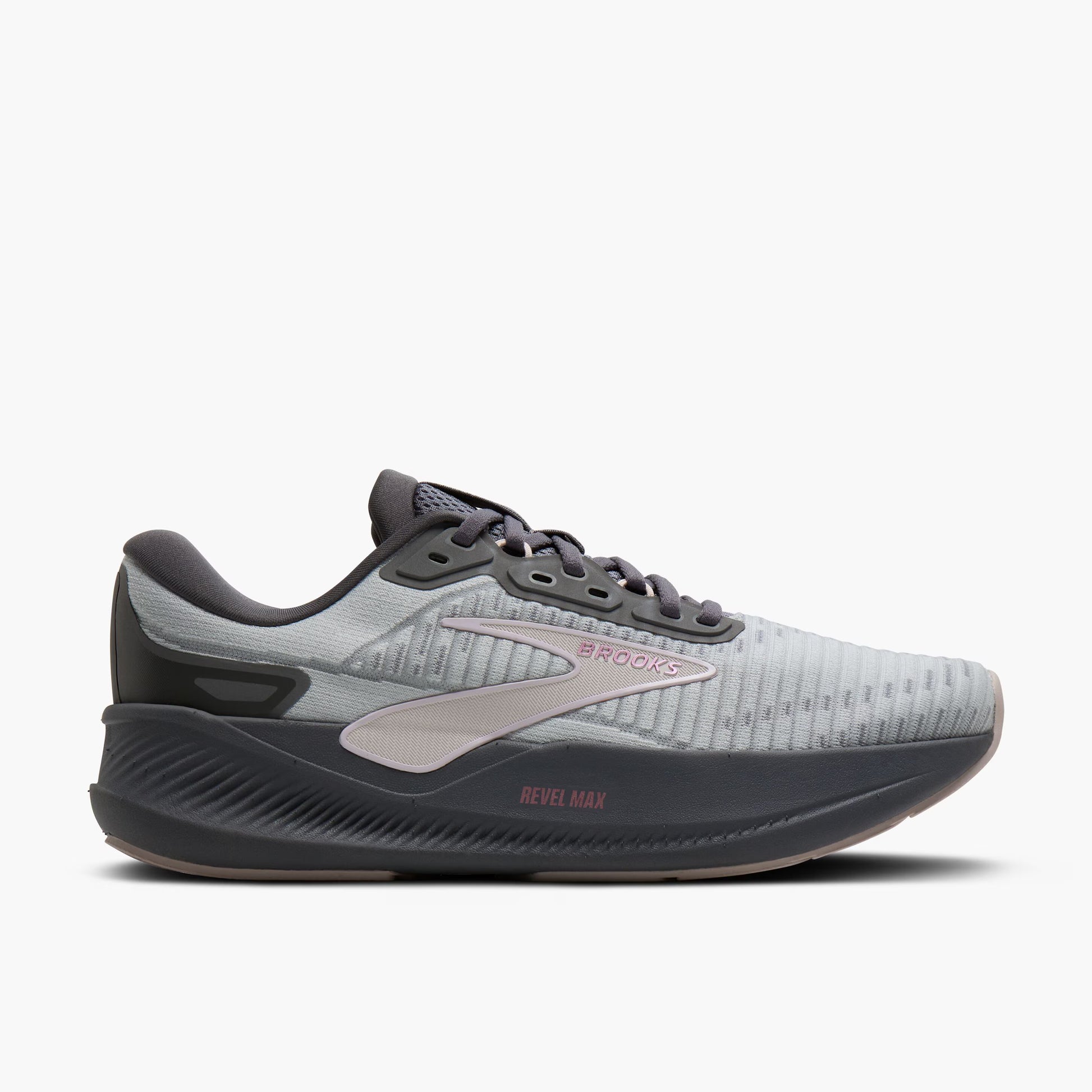 Grey Brooks running shoe on a white background