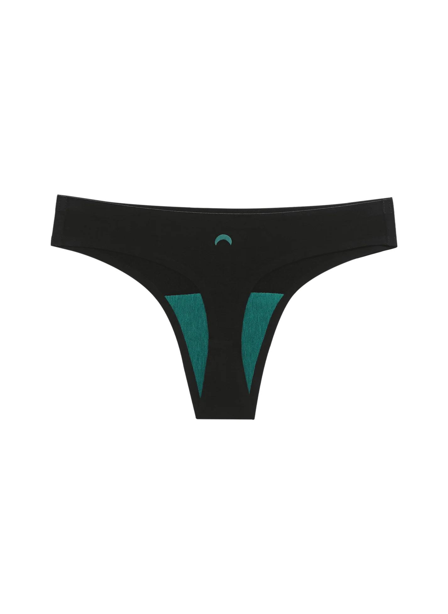 Black women's underwear with green accents on a white background