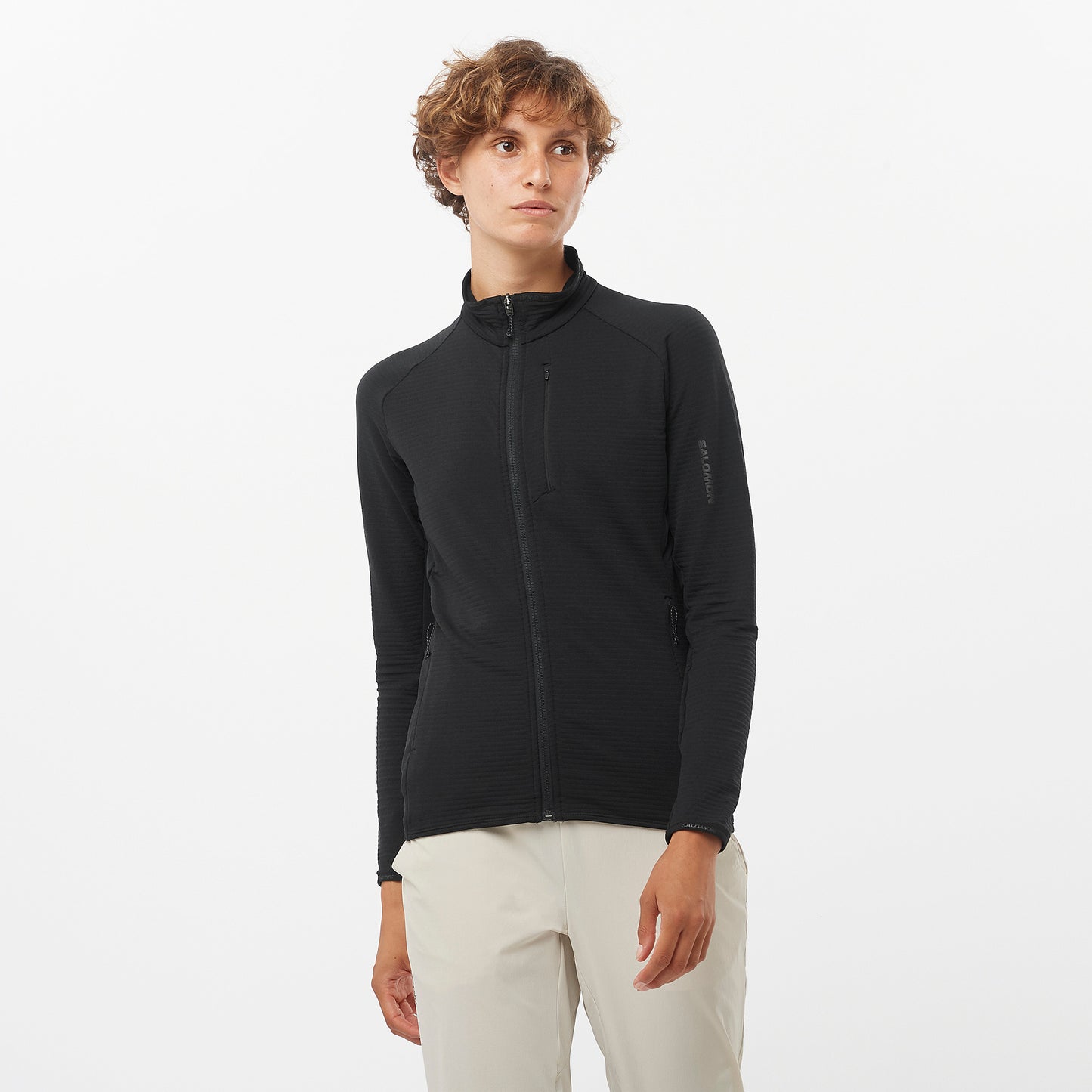 Salomon Essential Lightwarm Womens Full Zip Fleece - Black