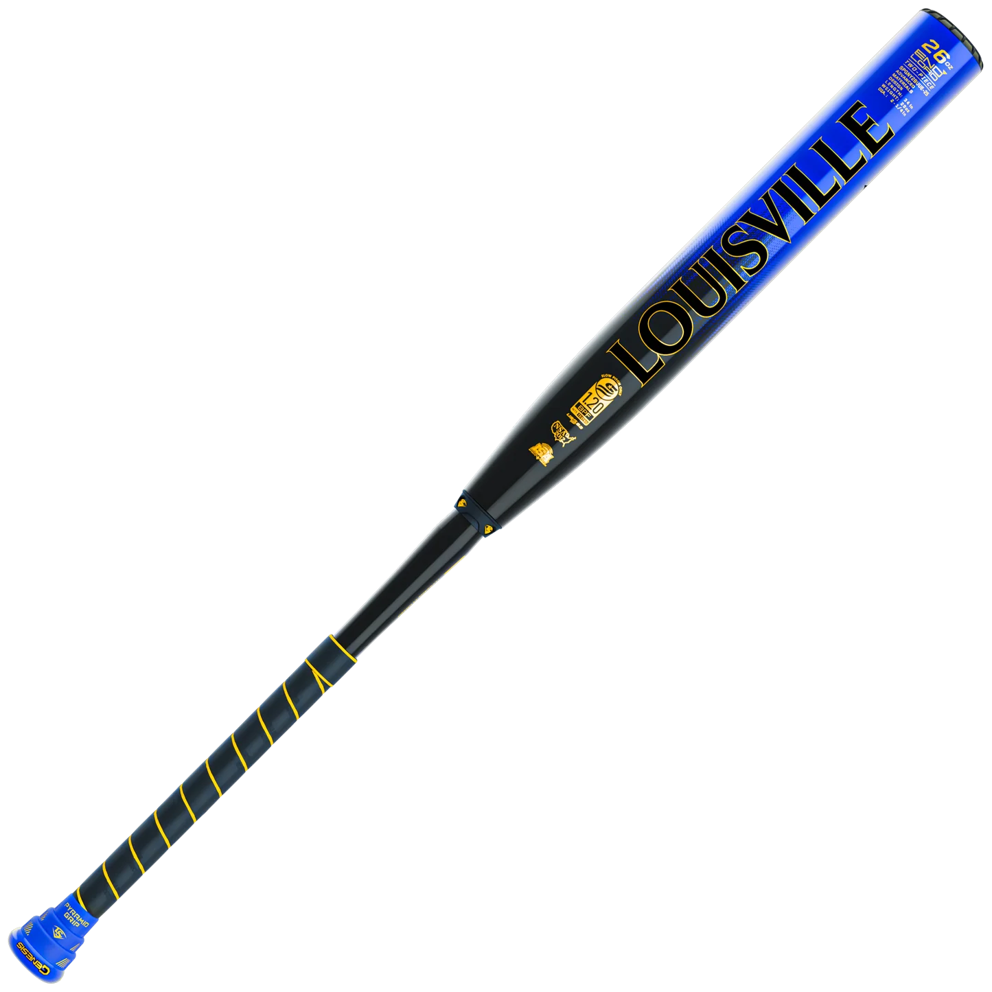 Slowpitch bat with Louisville Slugger branding on a white background