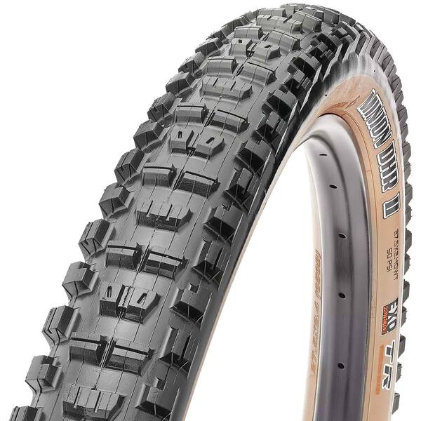 Maxxis DHR exo dual compound with a tan sidewall 