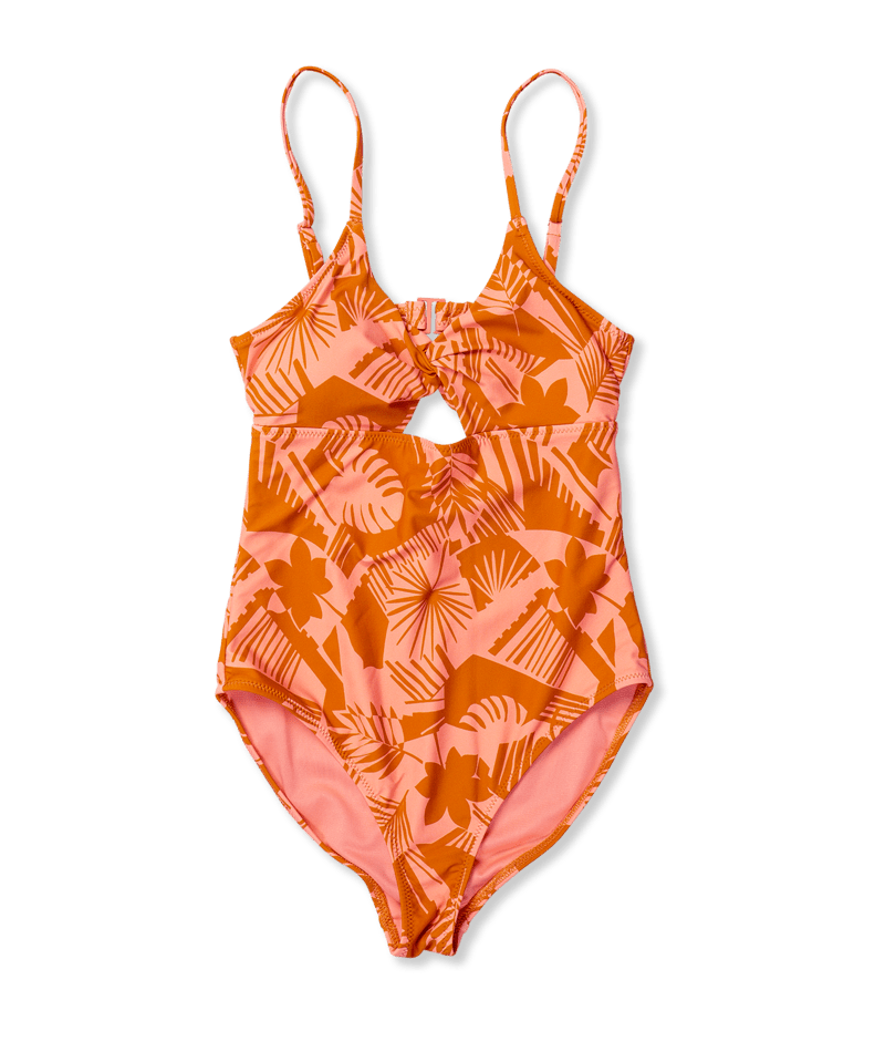 Volcom Blocked Out One Piece Girls Swimsuit - Reef Pink