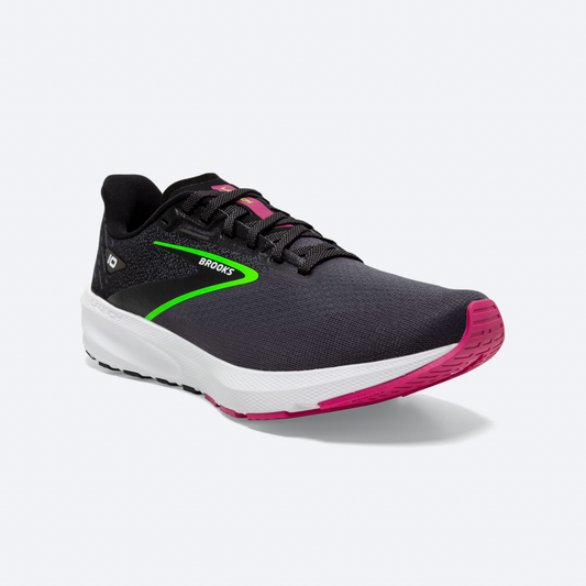 Brooks Launch 10 Womens Road Running Shoes - Black/Blackened Pearl/Green