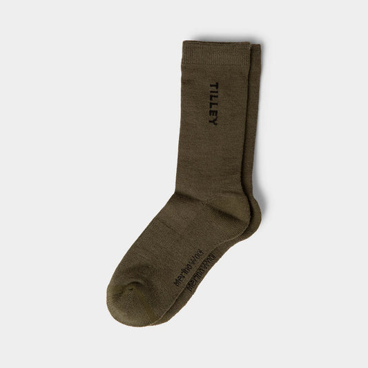 Tilley Merino Wool Blend Outdoor Sock - Khaki Green