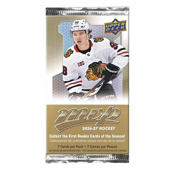 A sealed pack of Upper Deck MVP NHL trading cards