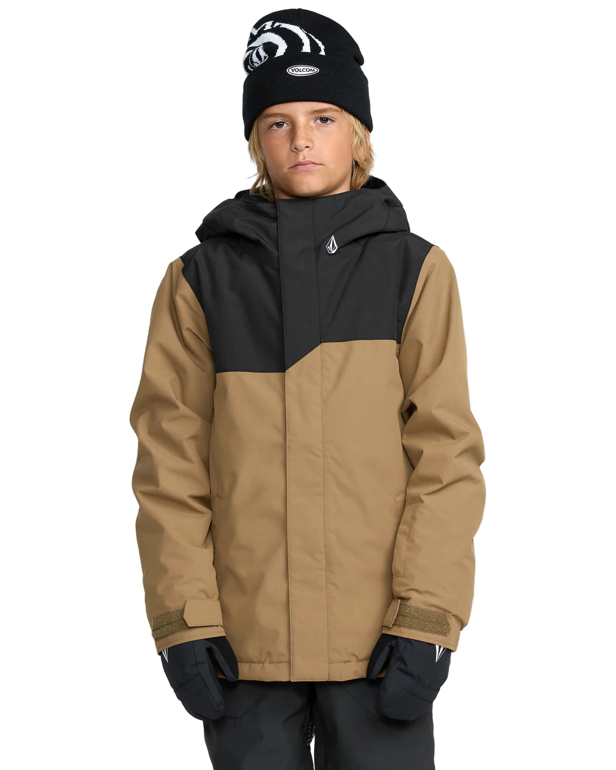 A kid wearing a Volcom Stone.91 Insulated jacket.