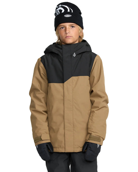 A kid wearing a Volcom Stone.91 Insulated jacket.