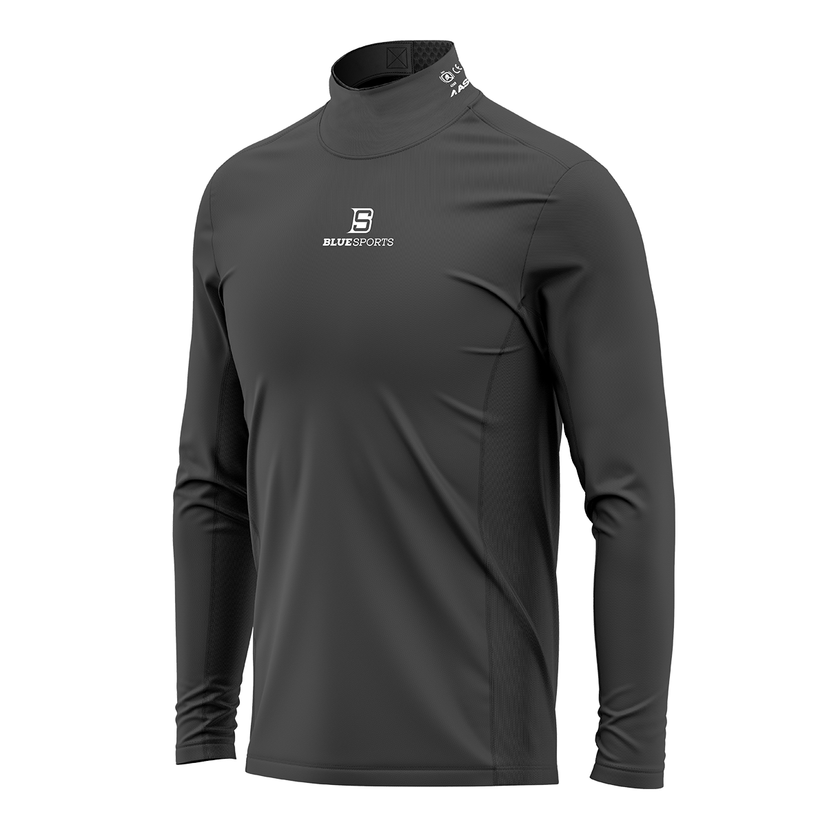 Blue Sports Long Sleeve Shirt With Built In Neck Guard - Senior