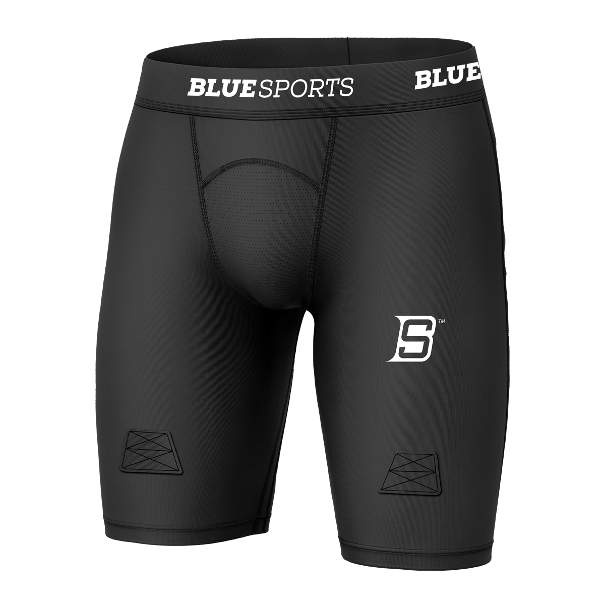 Blue Sports Fitted Short With Cup - Junior