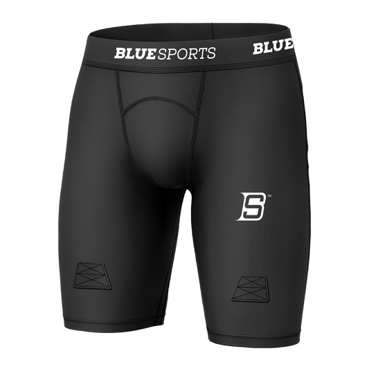 Blue Sports Fitted Short With Cup - Junior