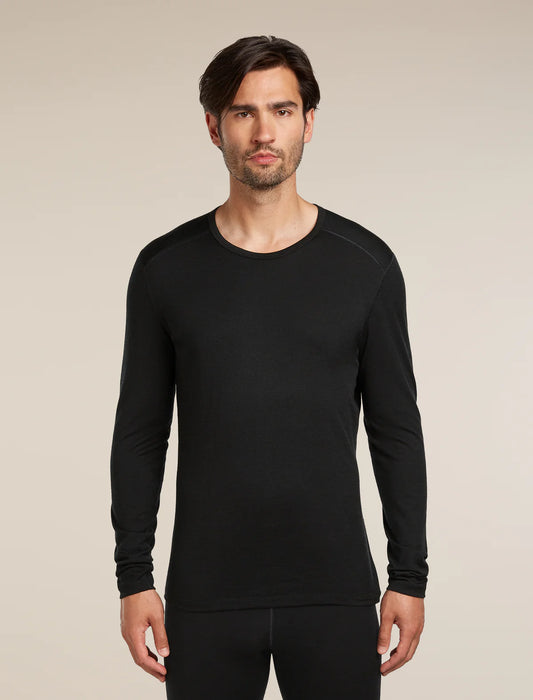 Icebreaker Men's Merino 200 Oasis Long Sleeve Crewe Thermal Top - Black